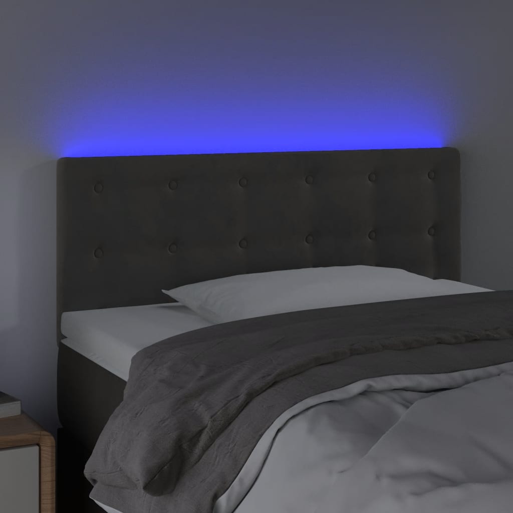 LED Headboard Dark Grey 100 cm Velvet