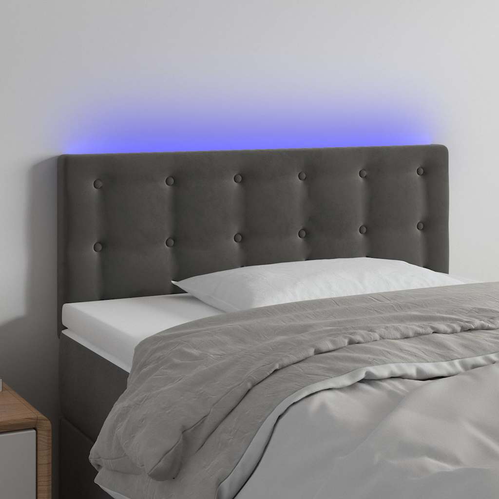 LED Headboard Dark Grey 100 cm Velvet