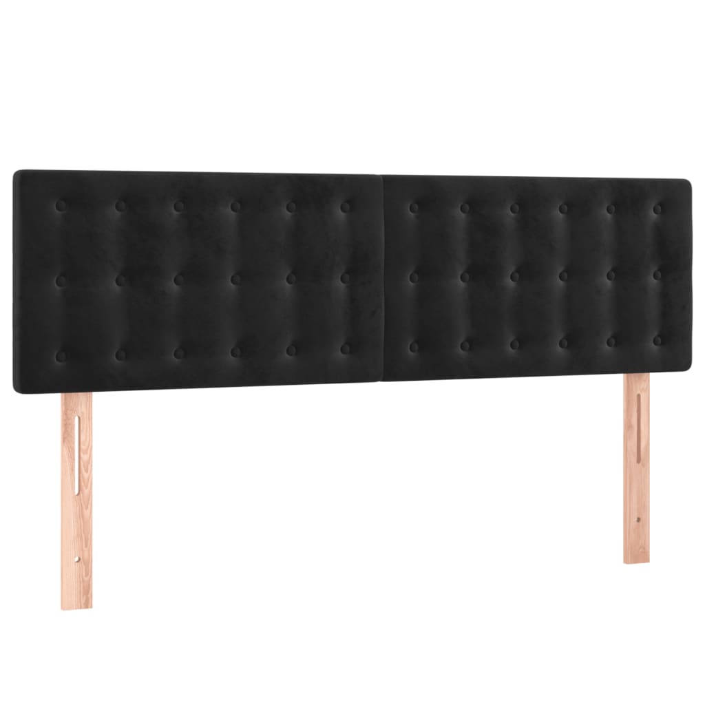 LED Headboard Black 144 cm Velvet