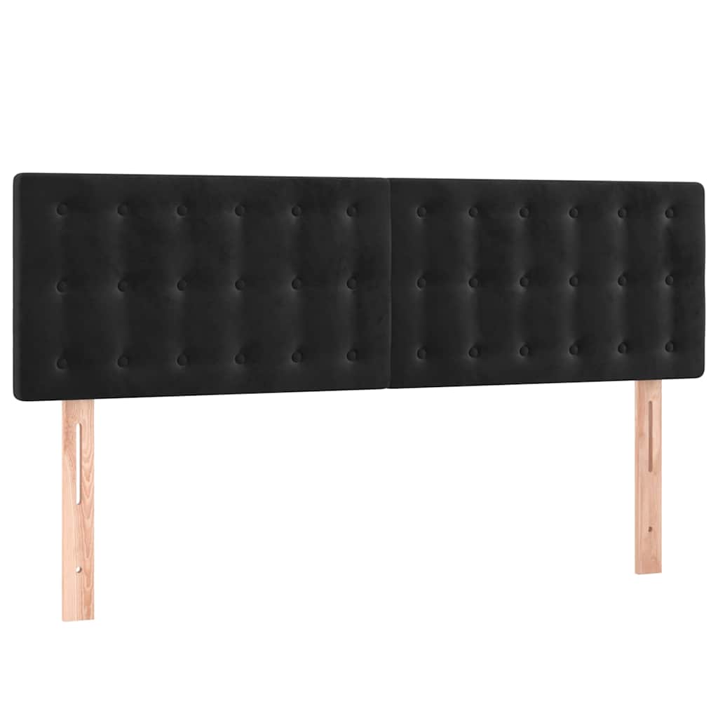 LED Headboard Black 144 cm Velvet