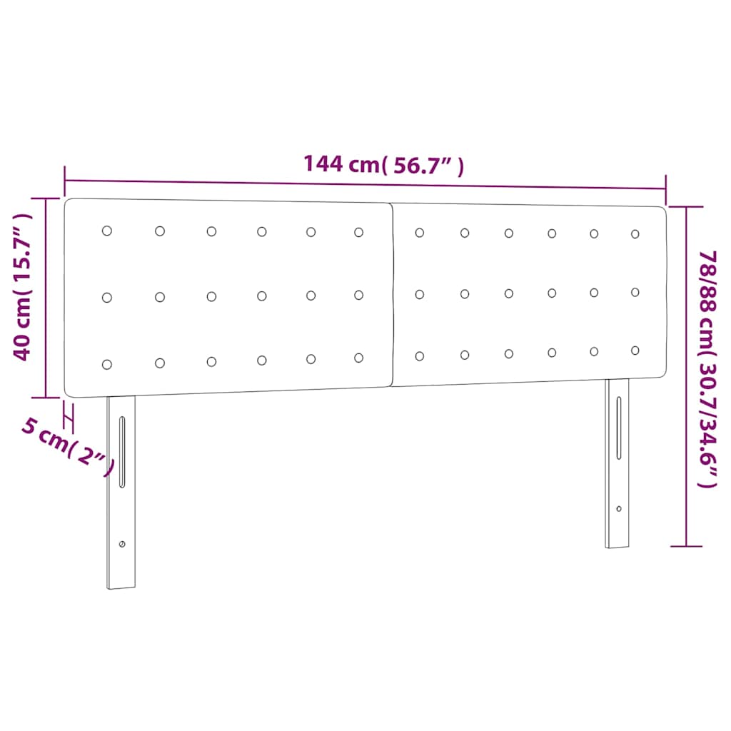 LED Headboard Black 144 cm Velvet