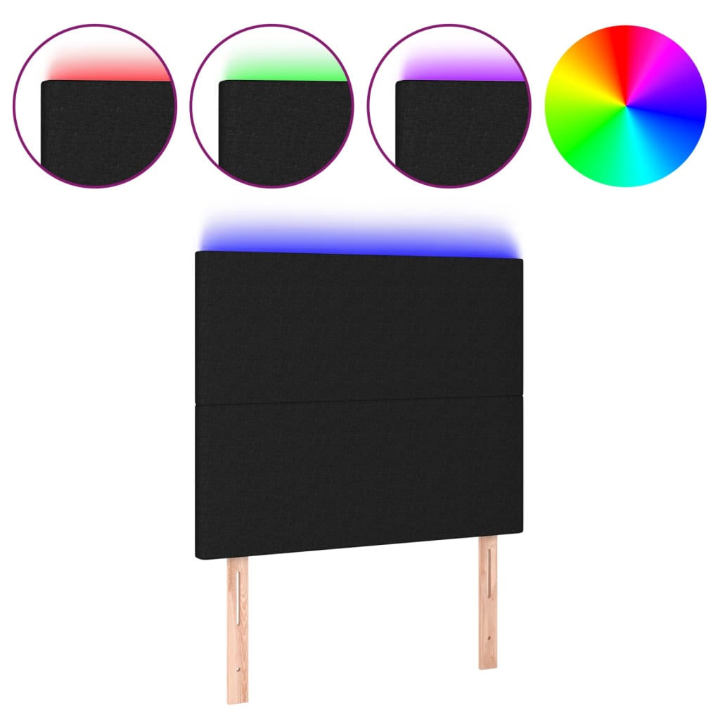 LED Headboard Black 80 cm Fabric