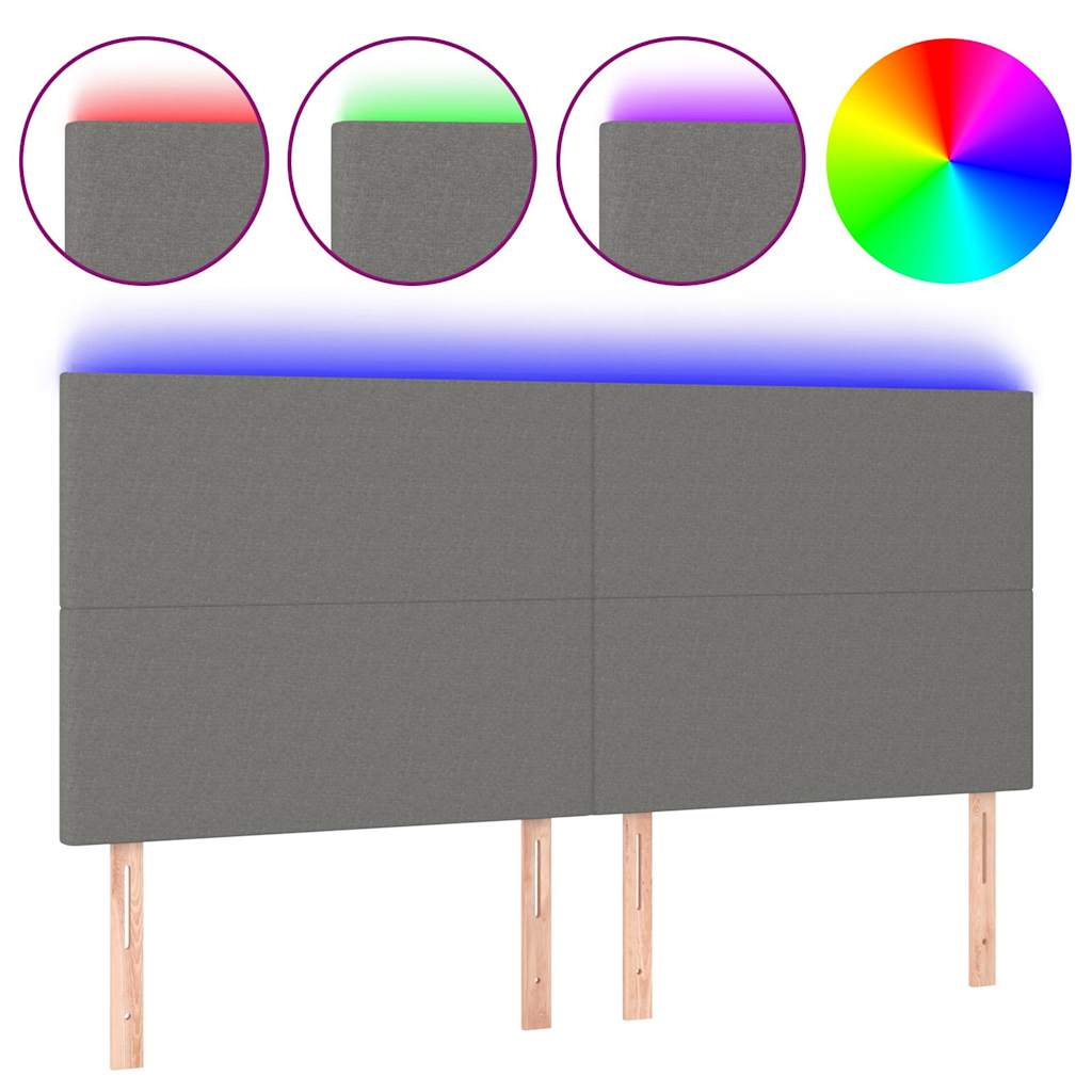 LED Headboard Dark Grey 200 cm Fabric