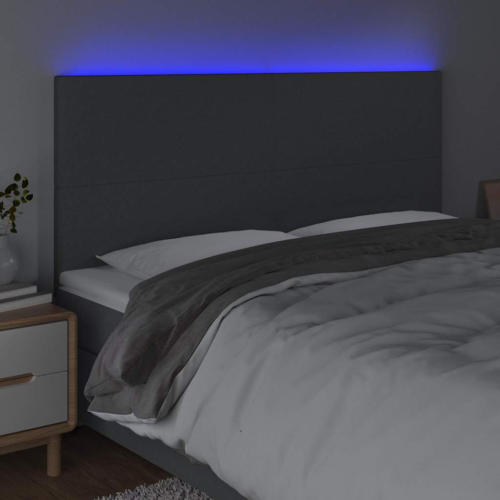 LED Headboard Dark Grey 200 cm Fabric