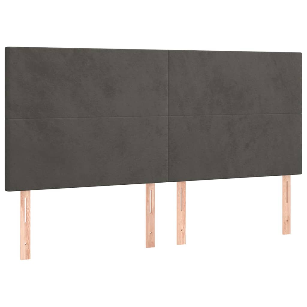 LED Headboard Dark Grey 160 cm Velvet