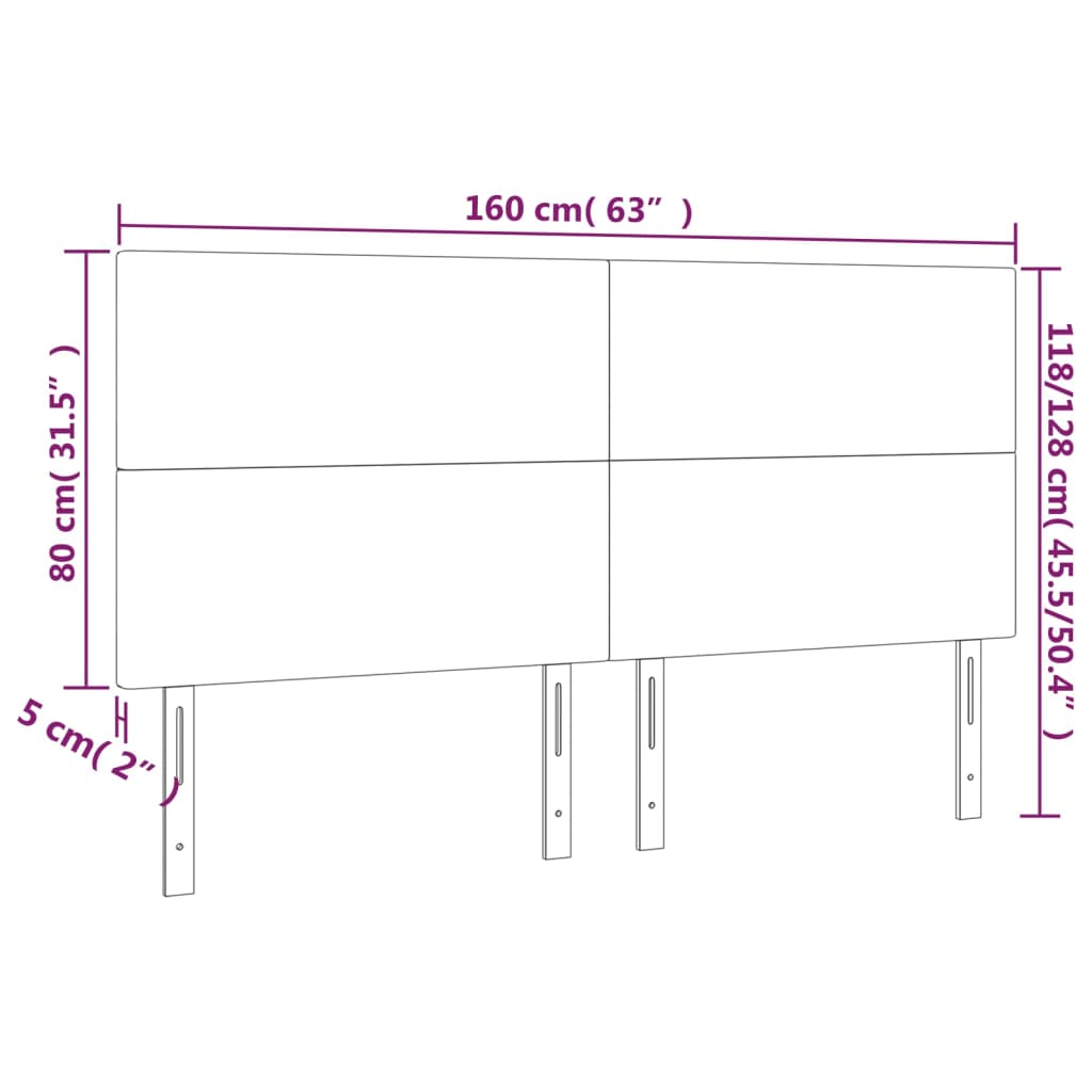 LED Headboard Black 160 cm Velvet