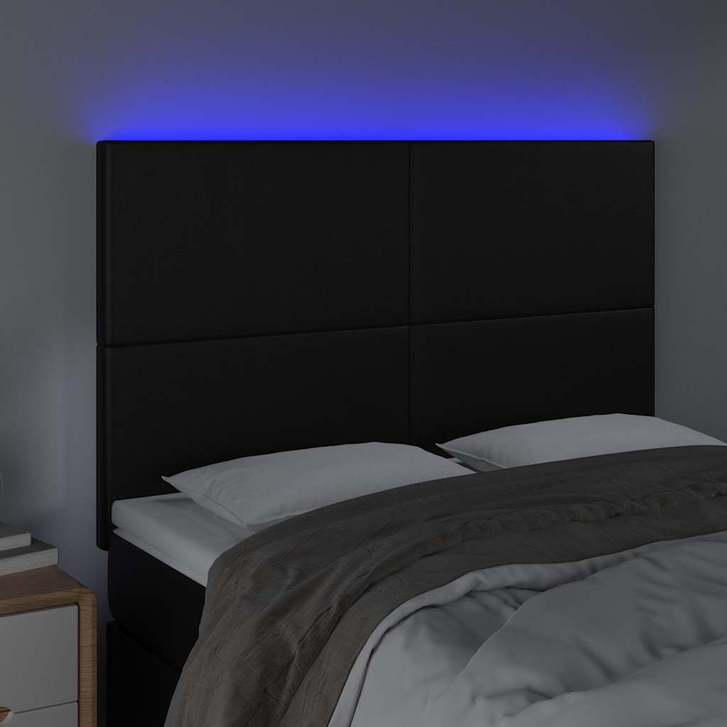 LED Headboard Black 144 cm Faux Leather
