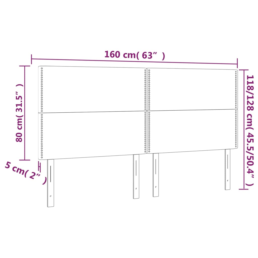 LED Headboard Dark Grey 160 cm Fabric