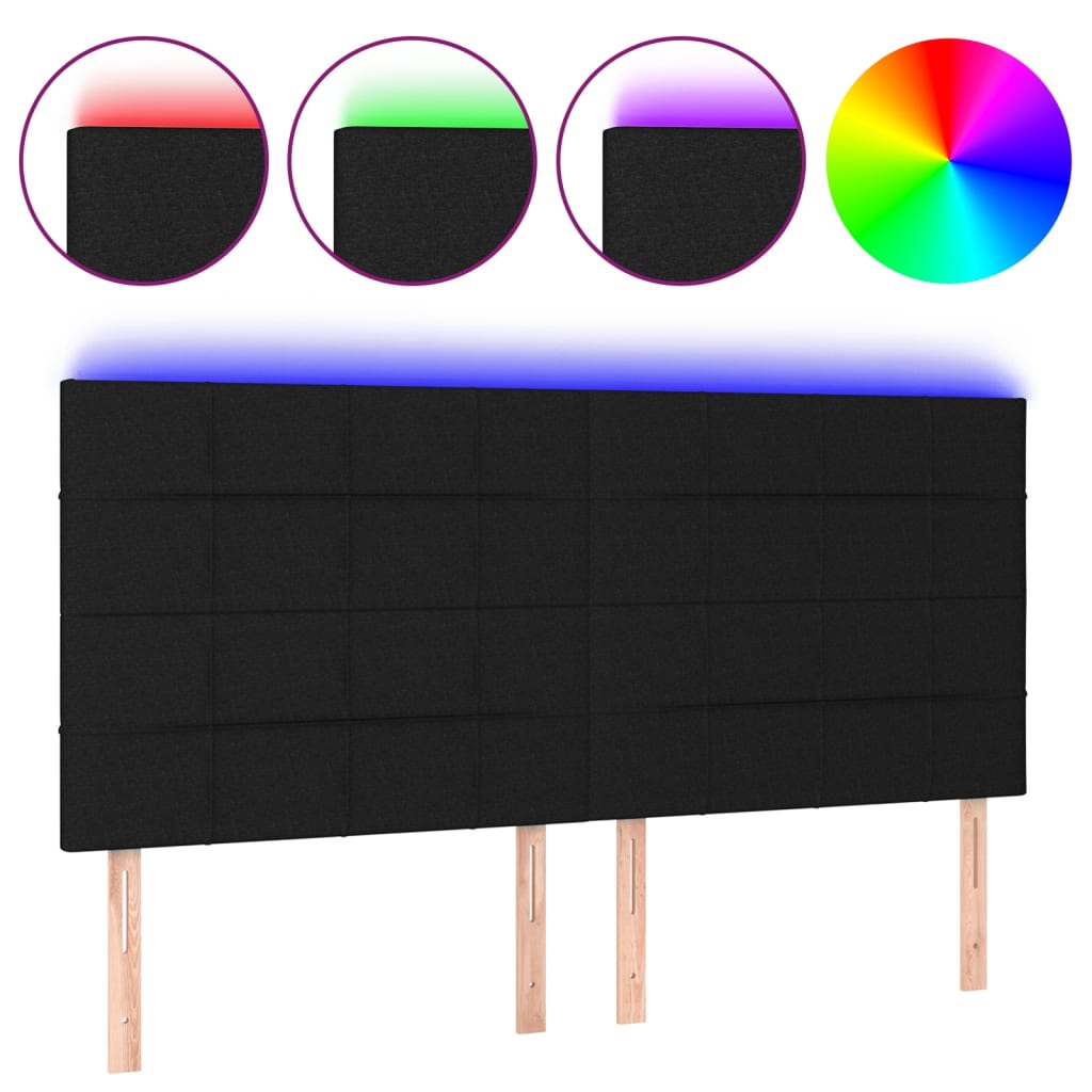 LED Headboard Black 200 cm Fabric