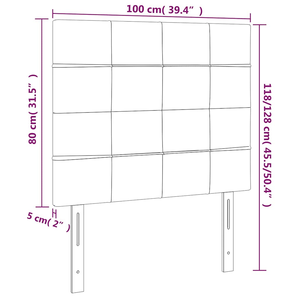 LED Headboard Dark Grey 100 cm Velvet