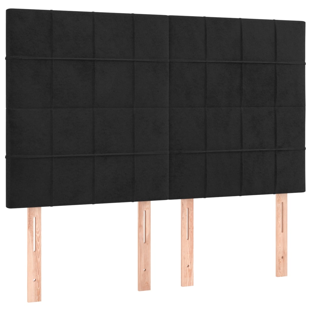 LED Headboard Black 144 cm Velvet