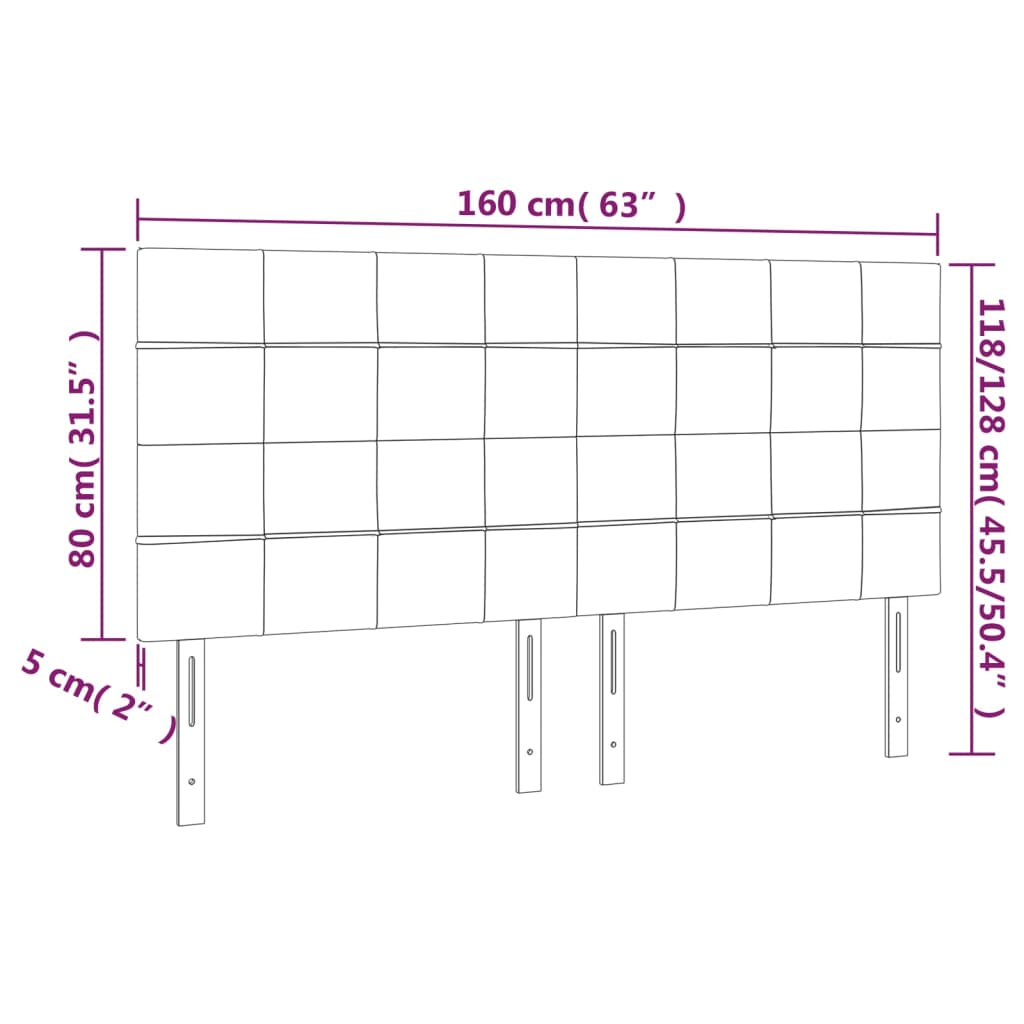 LED Headboard Black 160x5x118/128 cm Velvet