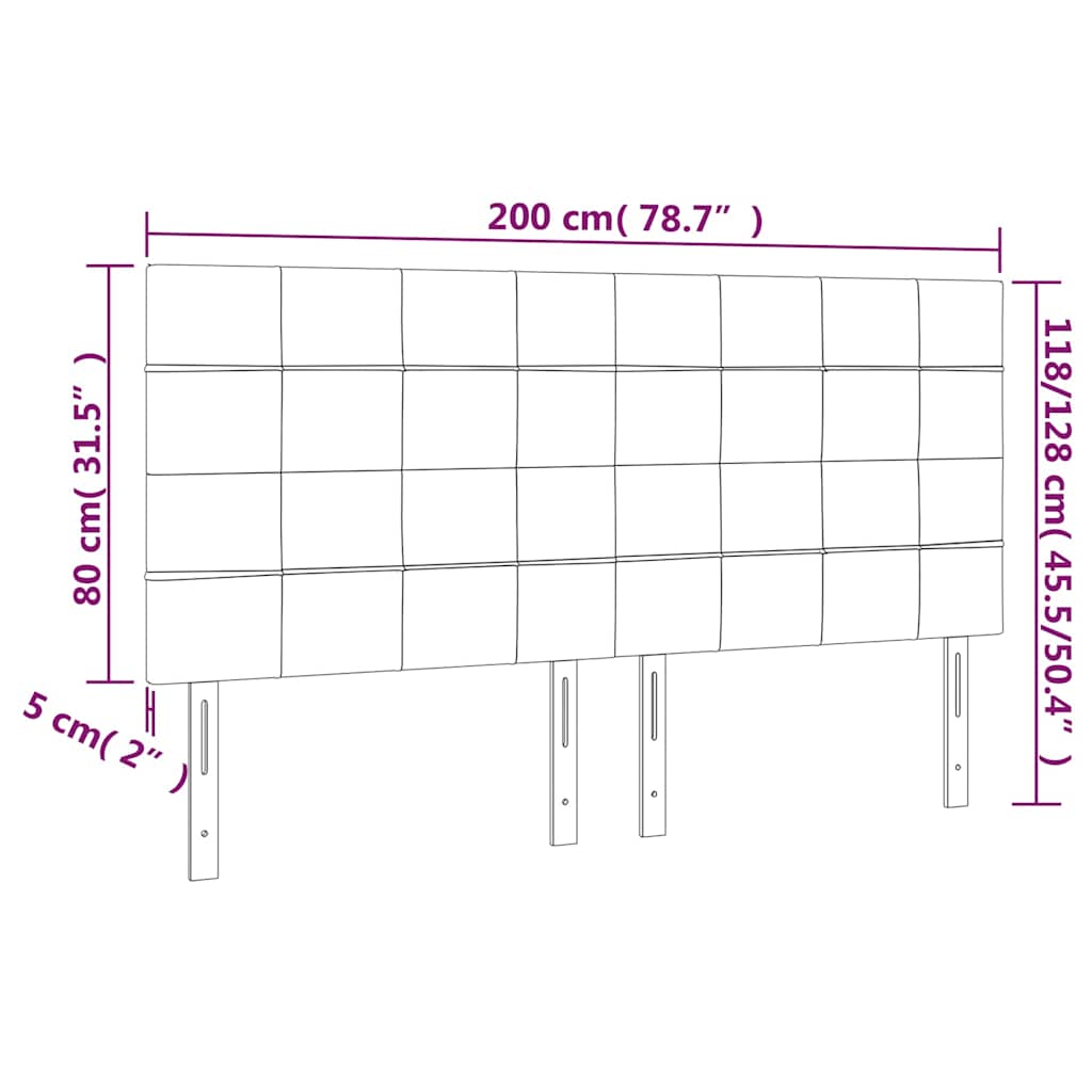 LED Headboard Dark Grey 200 cm Velvet