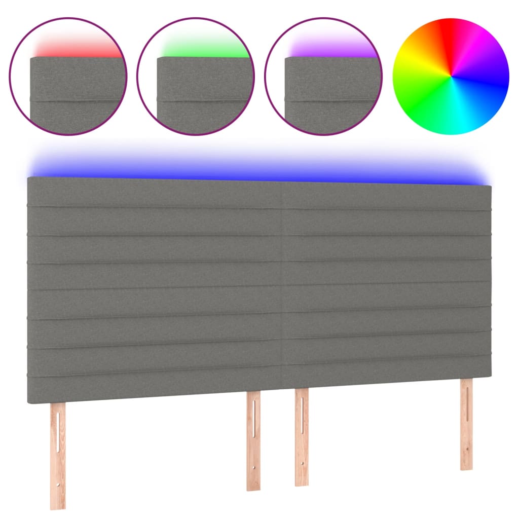 LED Headboard Dark Grey 200 cm Fabric
