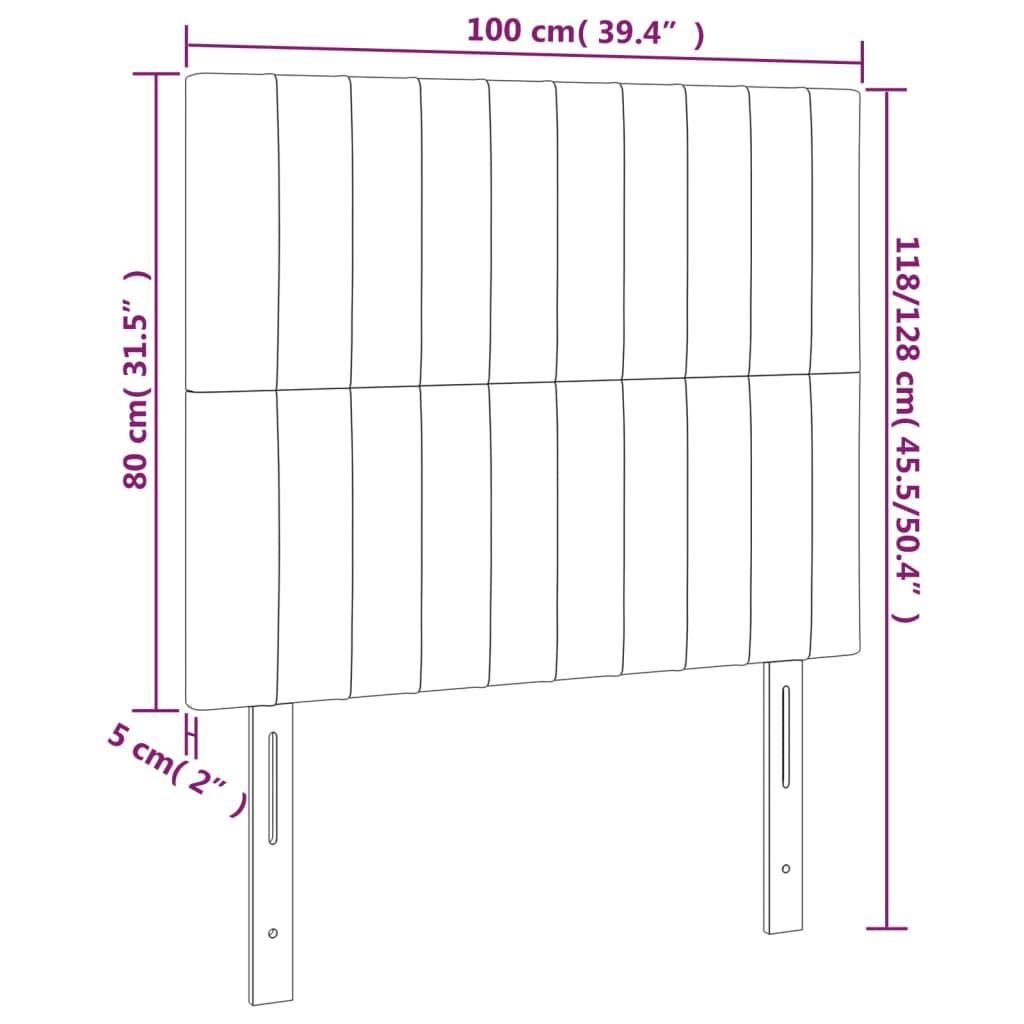 LED Headboard Dark Grey 100 cm Fabric