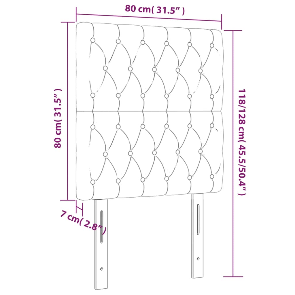 LED Headboard Black 80 cm Fabric