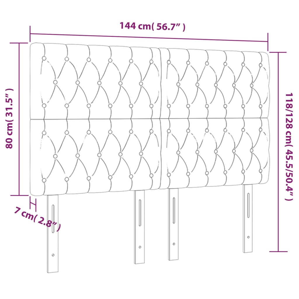 LED Headboard Dark Grey 144 cm Fabric