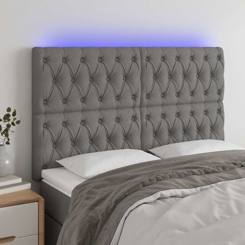 LED Headboard Dark Grey 144 cm Fabric