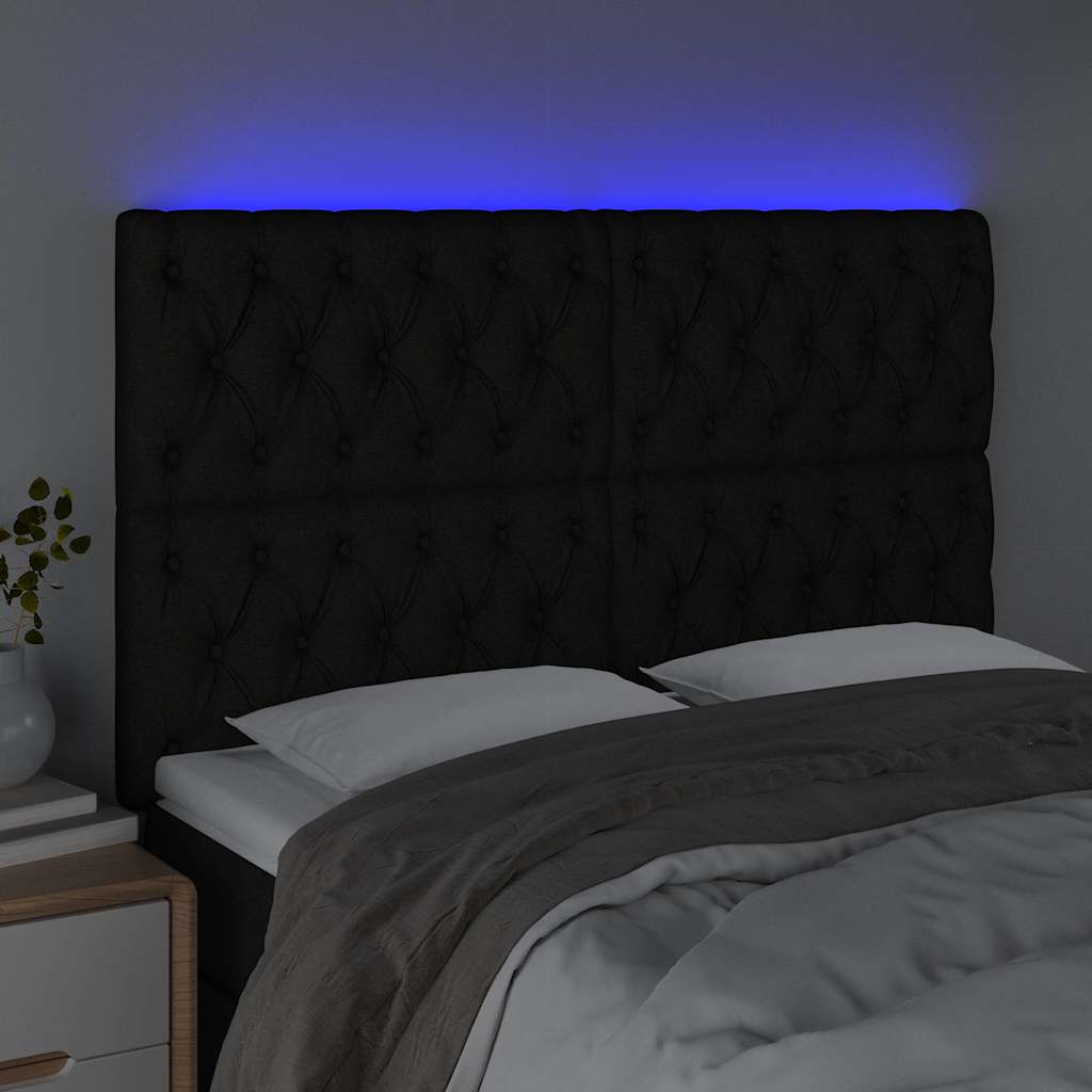 LED Headboard Black 160 cm Fabric