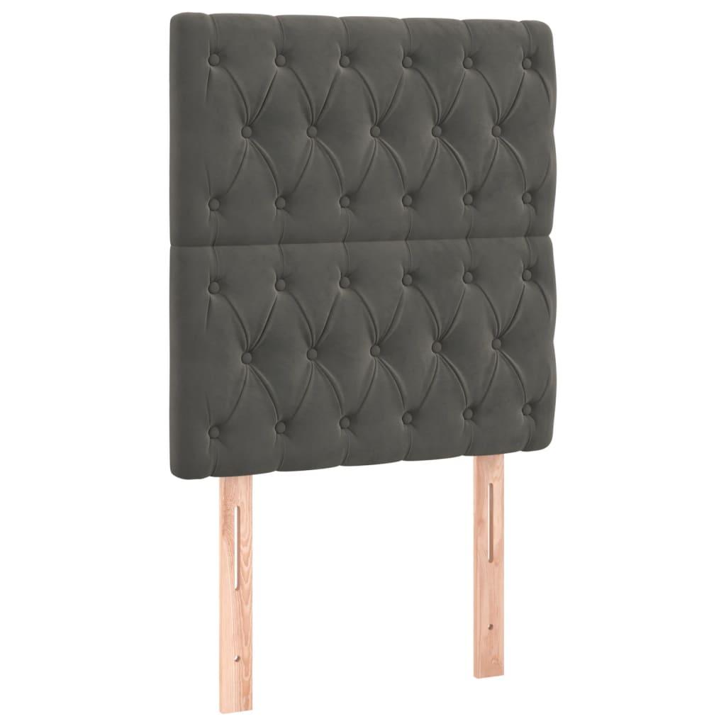 LED Headboard Dark Grey 80 cm Velvet