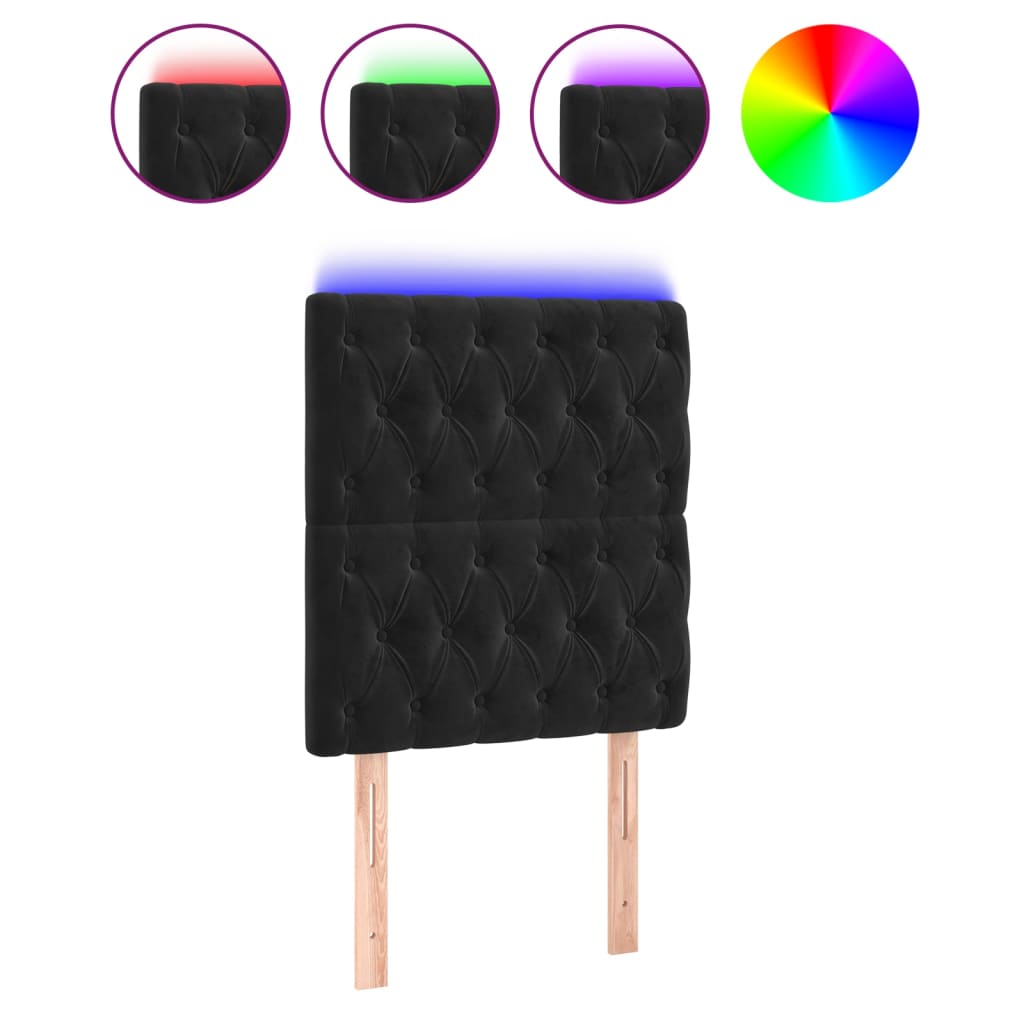 LED Headboard Black 80 cm Velvet