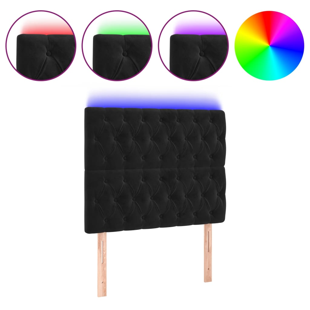 LED Headboard Black 100 cm Velvet