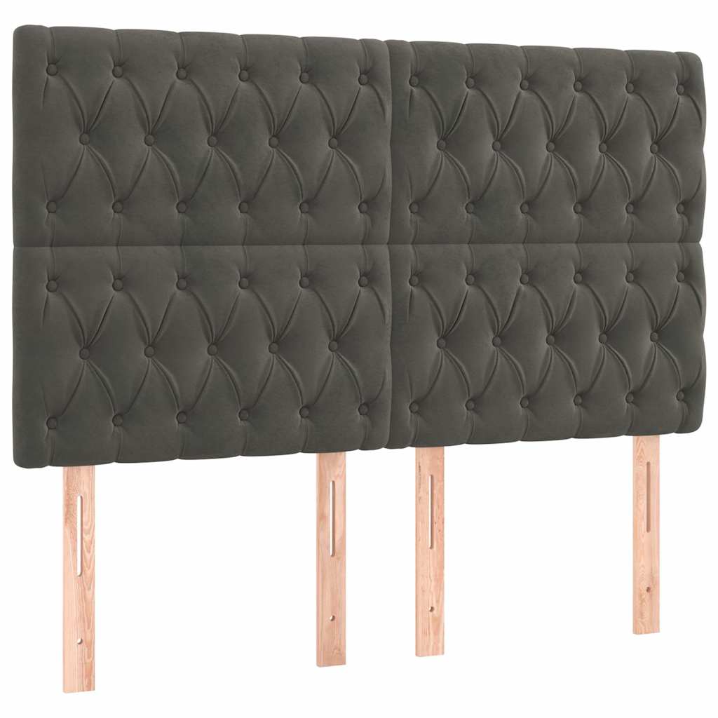LED Headboard Dark Grey 160 cm Velvet