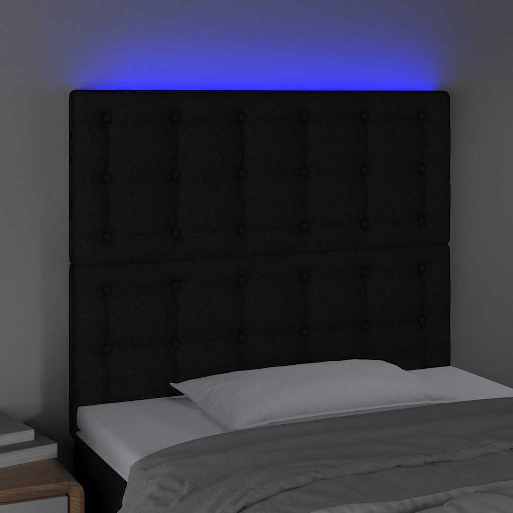 LED Headboard Black 80 cm Fabric