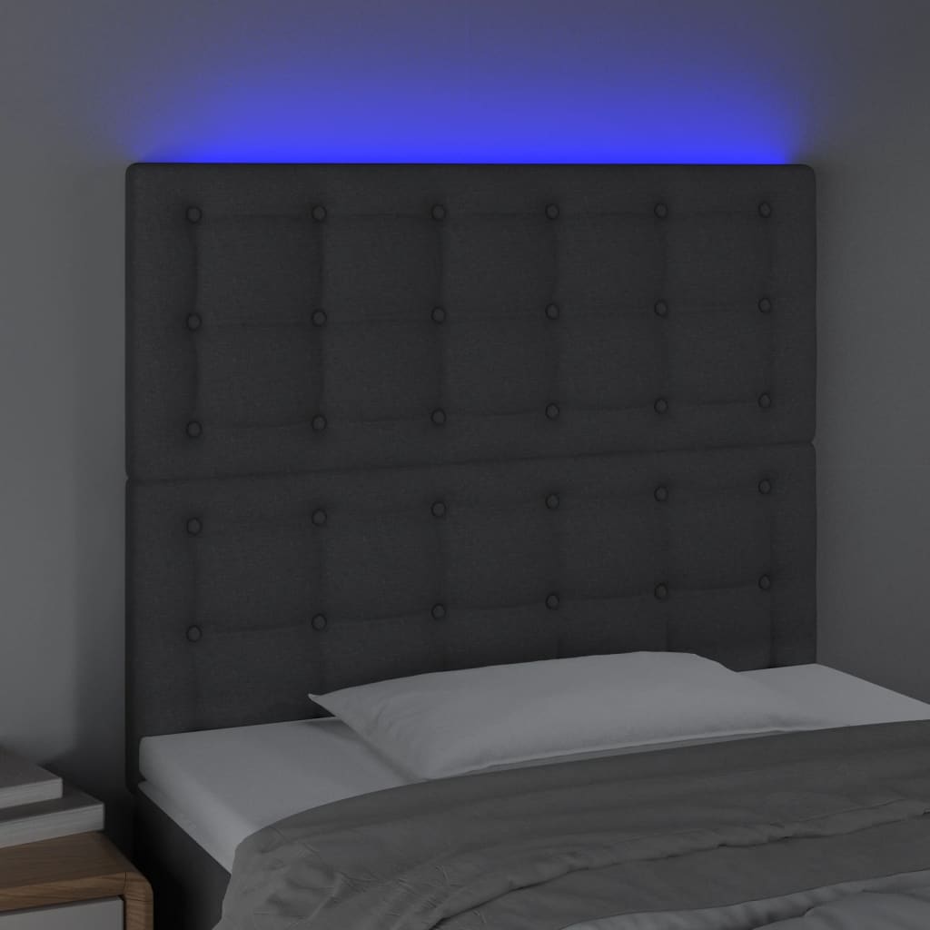 LED Headboard Dark Grey 100 cm Fabric