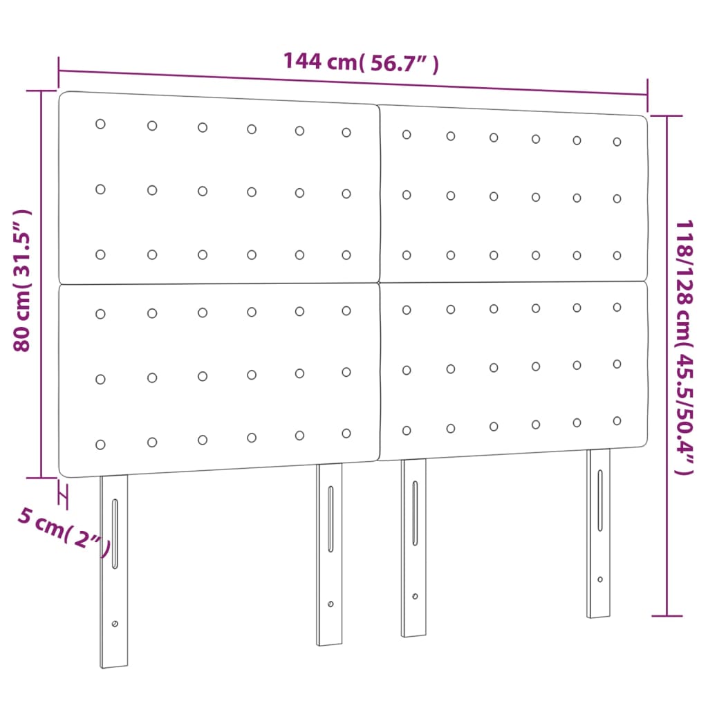 LED Headboard Dark Grey 144 cm Fabric