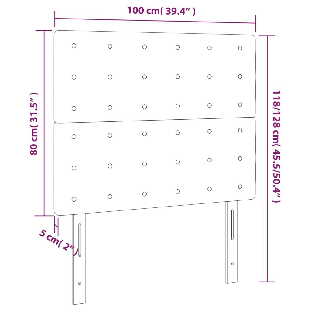 LED Headboard Black 100 cm Velvet