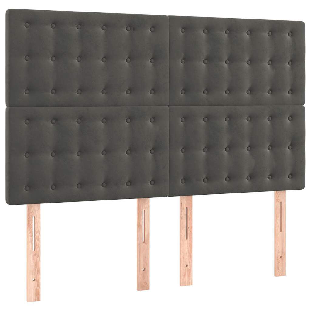 LED Headboard Dark Grey 144 cm Velvet