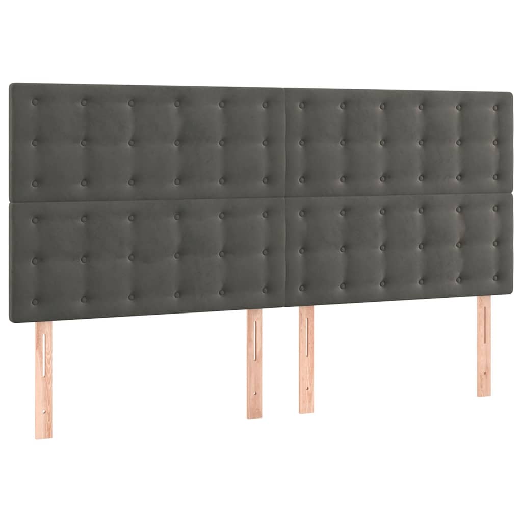 LED Headboard Dark Grey 160 cm Velvet