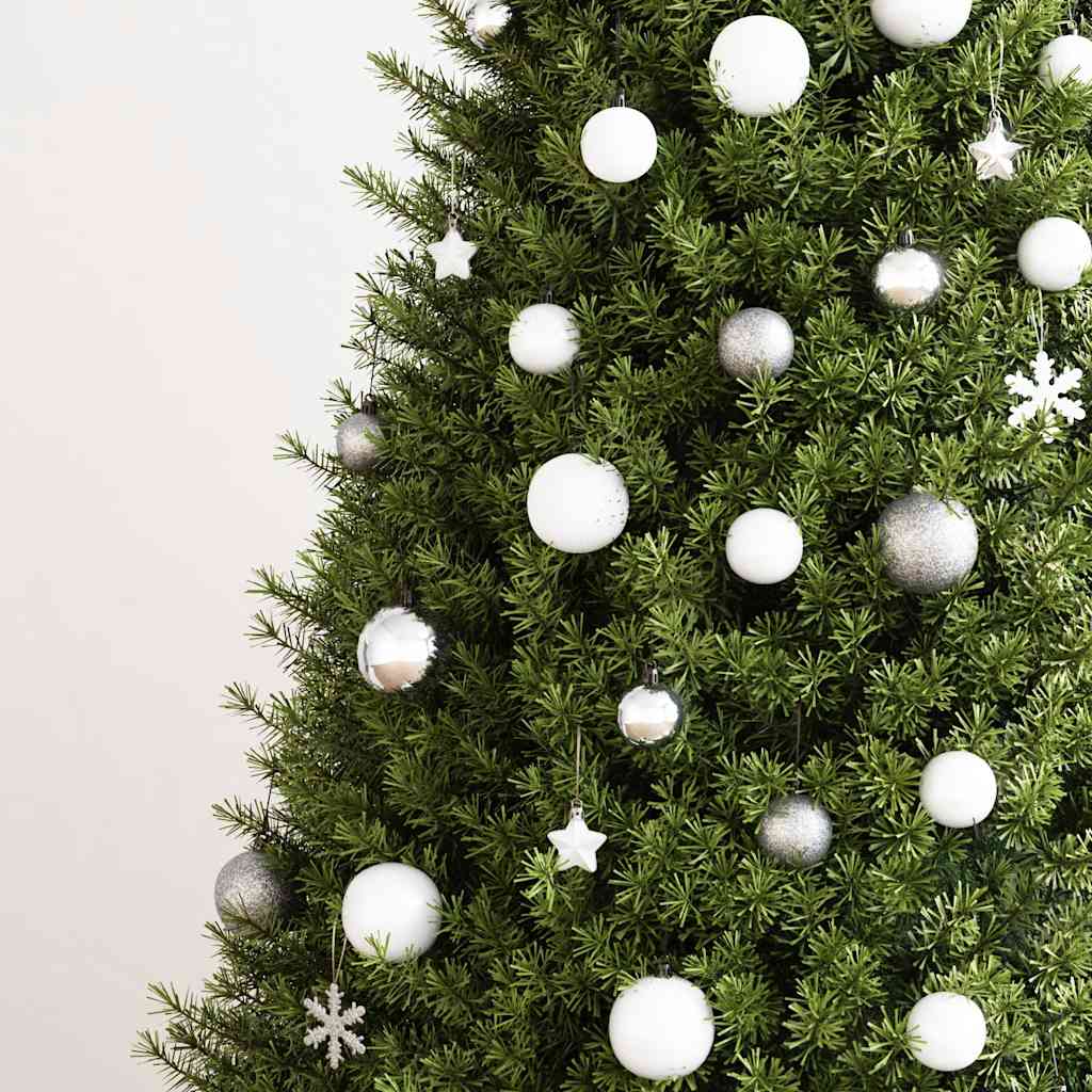 111 Piece Christmas Bauble Set White and Grey Polystyrene