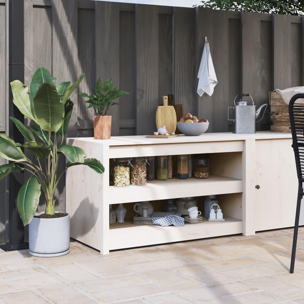 Outdoor Kitchen Cabinet MEPPEL White 106x55x64 cm Solid Wood Pine