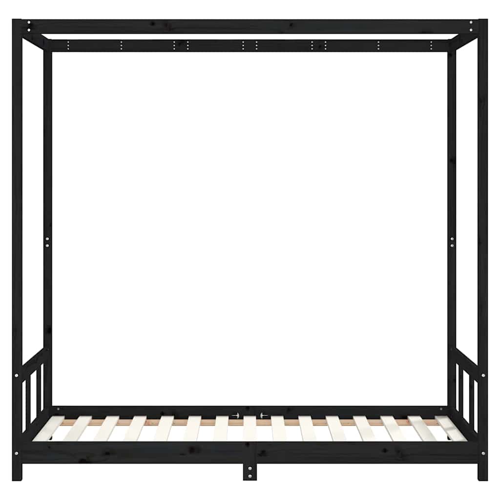 Kids Bed Frame Black 90x190 cm Solid Wood Pine