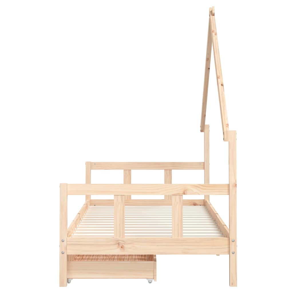 Kids Bed Frame with Drawers 90x190 cm Solid Wood Pine