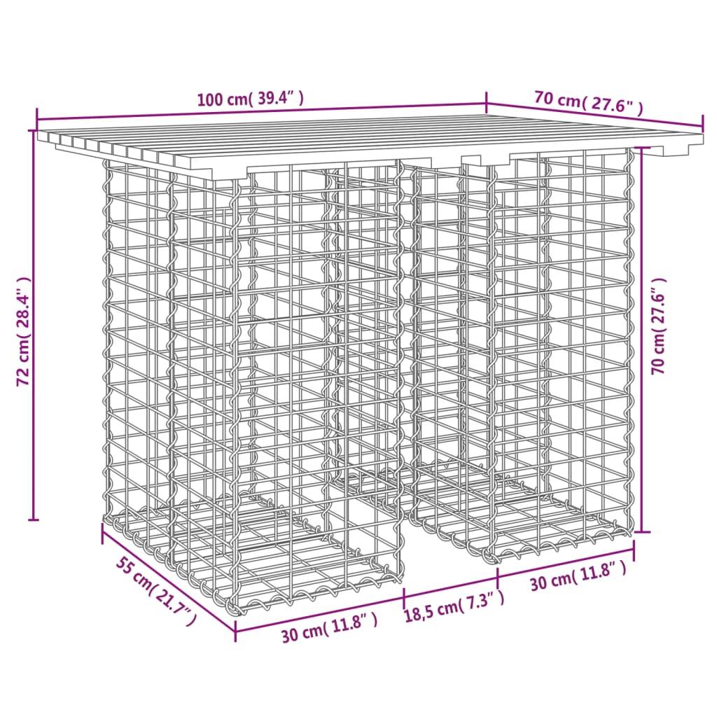 Garden Table Gabion Design 100x70x72 cm Solid Wood Pine