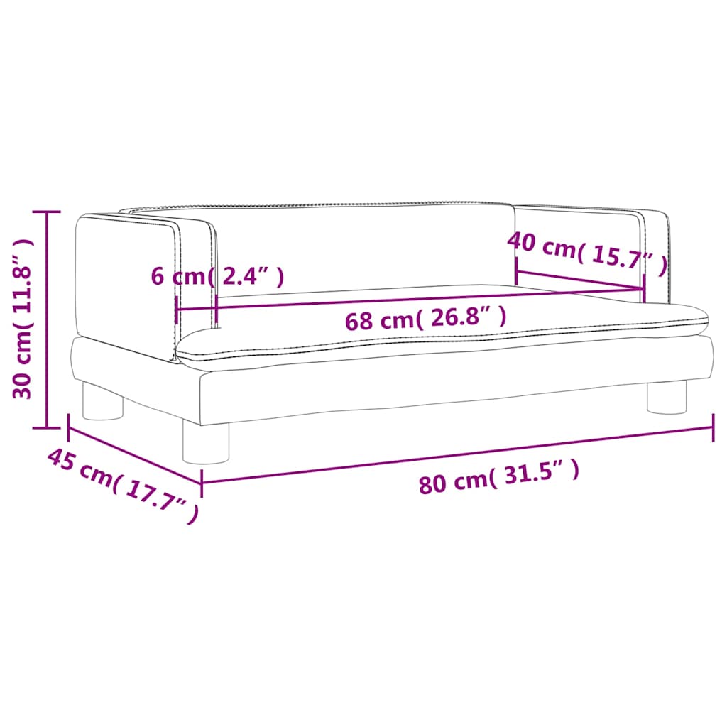 Kids Sofa Black 80x45x30 cm Velvet
