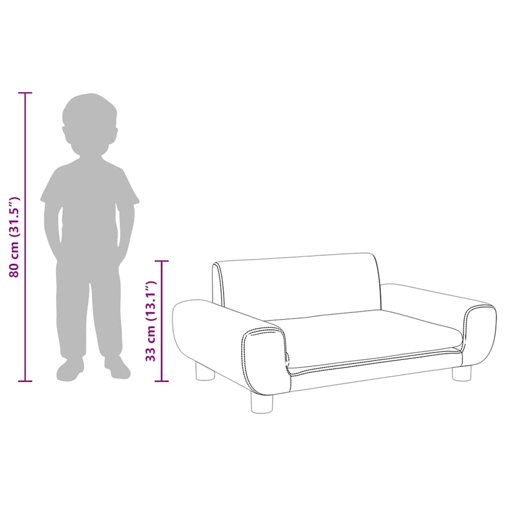 Kids Sofa Light Grey 70x45x33 cm Velvet