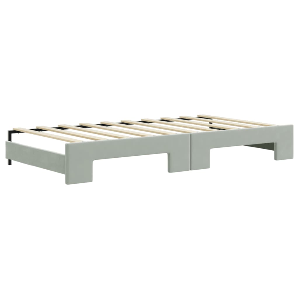 Daybed with Trundle&Drawers without Mattress Light Grey 90x190 cm