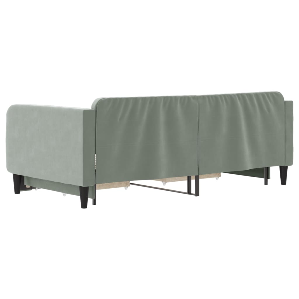 Daybed with Trundle&Drawers without Mattress Light Grey 90x190 cm