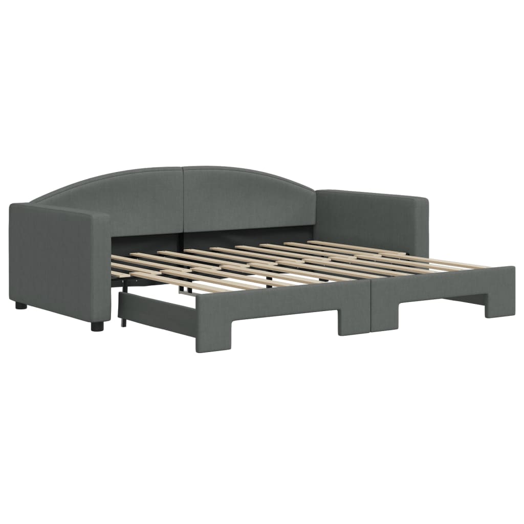 Daybed with Trundle without Mattress Dark Grey 90x190 cm