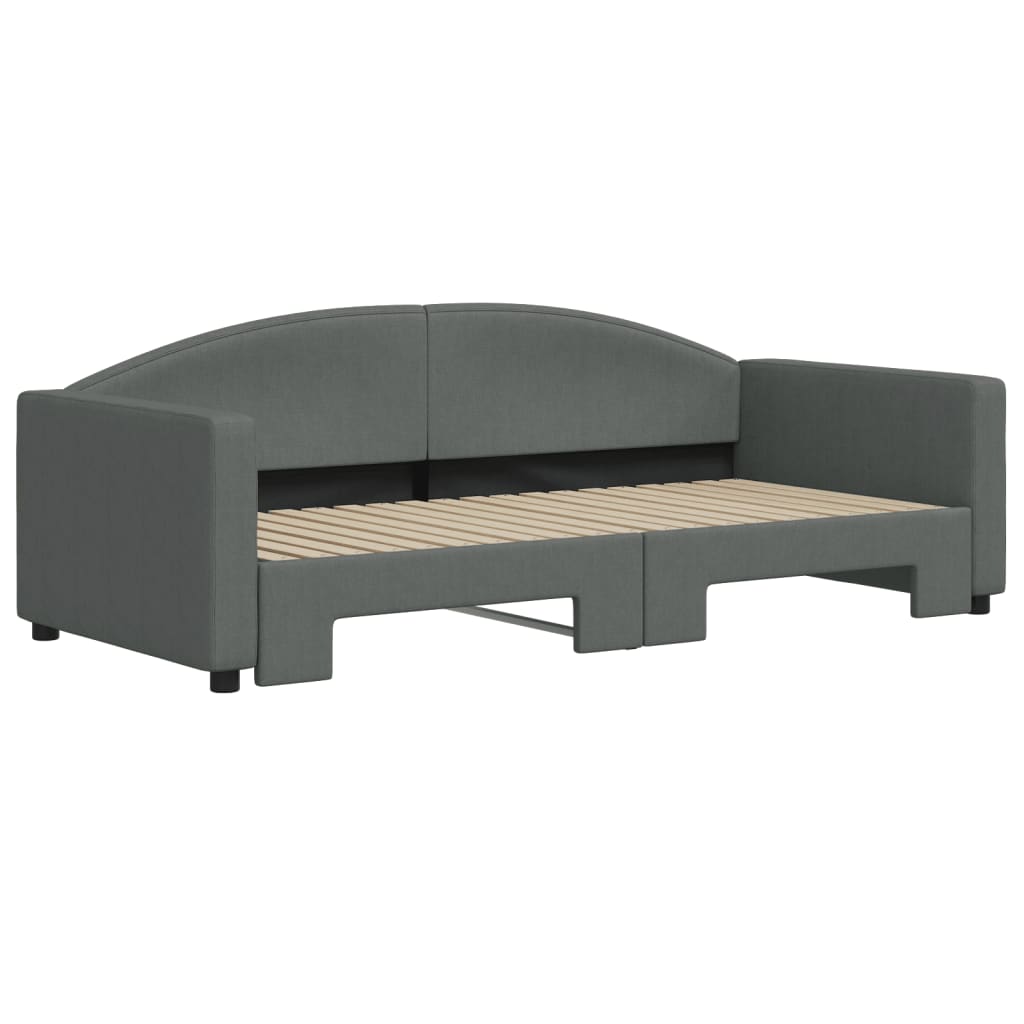 Daybed with Trundle without Mattress Dark Grey 90x190 cm