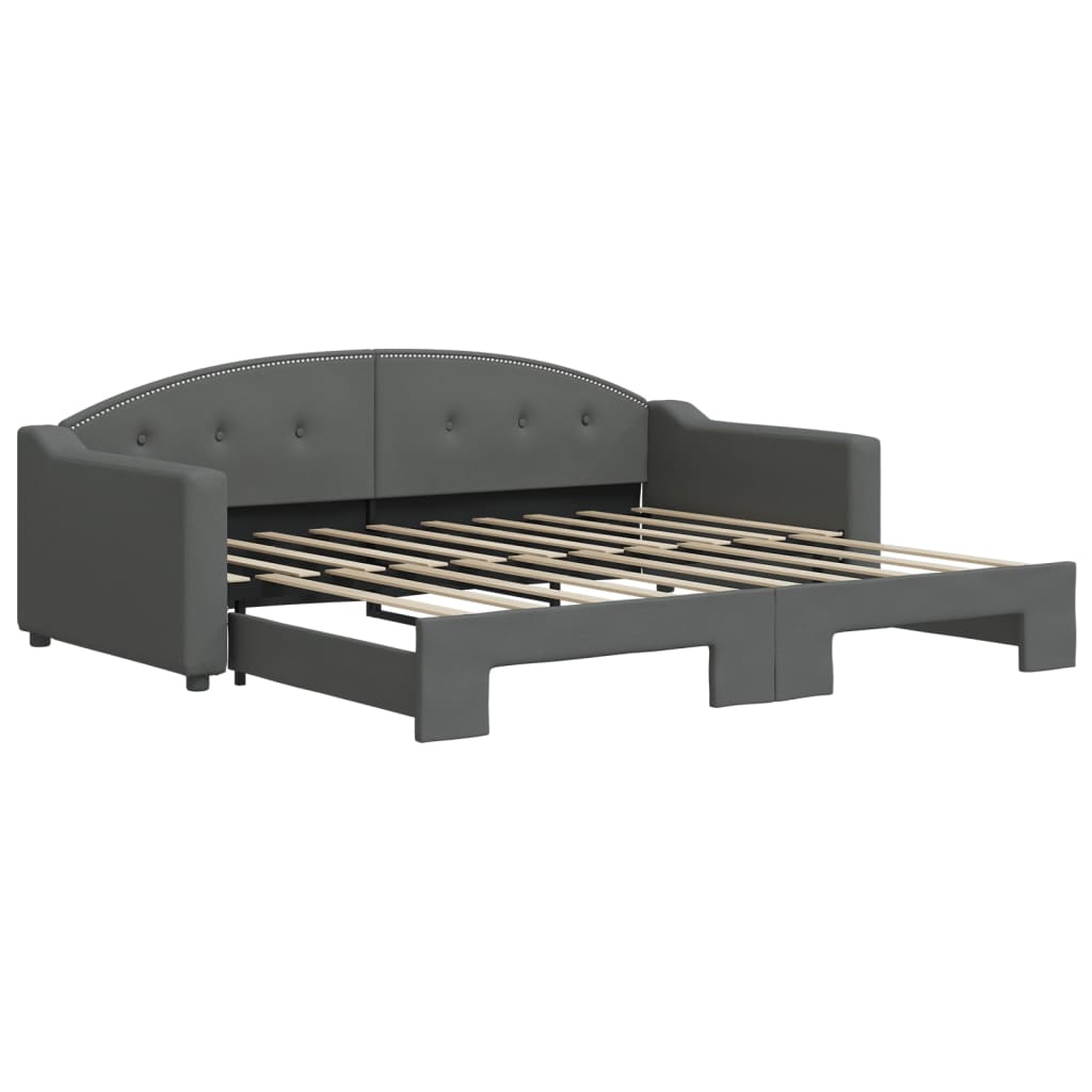 Daybed with Trundle without Mattress Dark Grey 90x190 cm