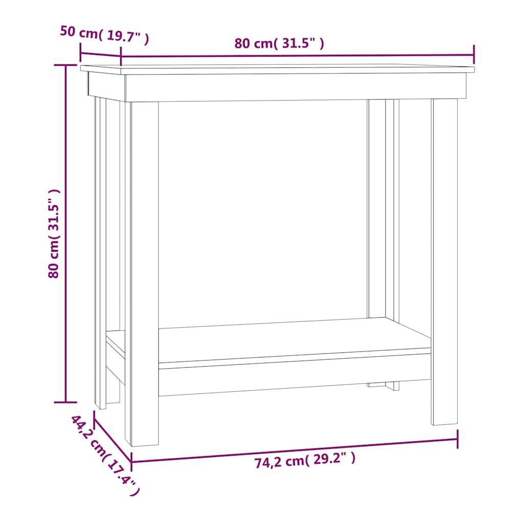 Work Bench 80x50x80 cm Solid Wood Pine