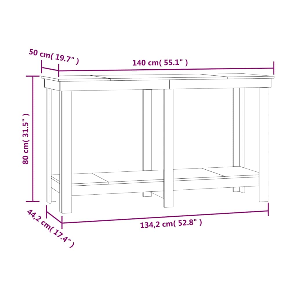 Work Bench 140x50x80 cm Solid Wood Pine