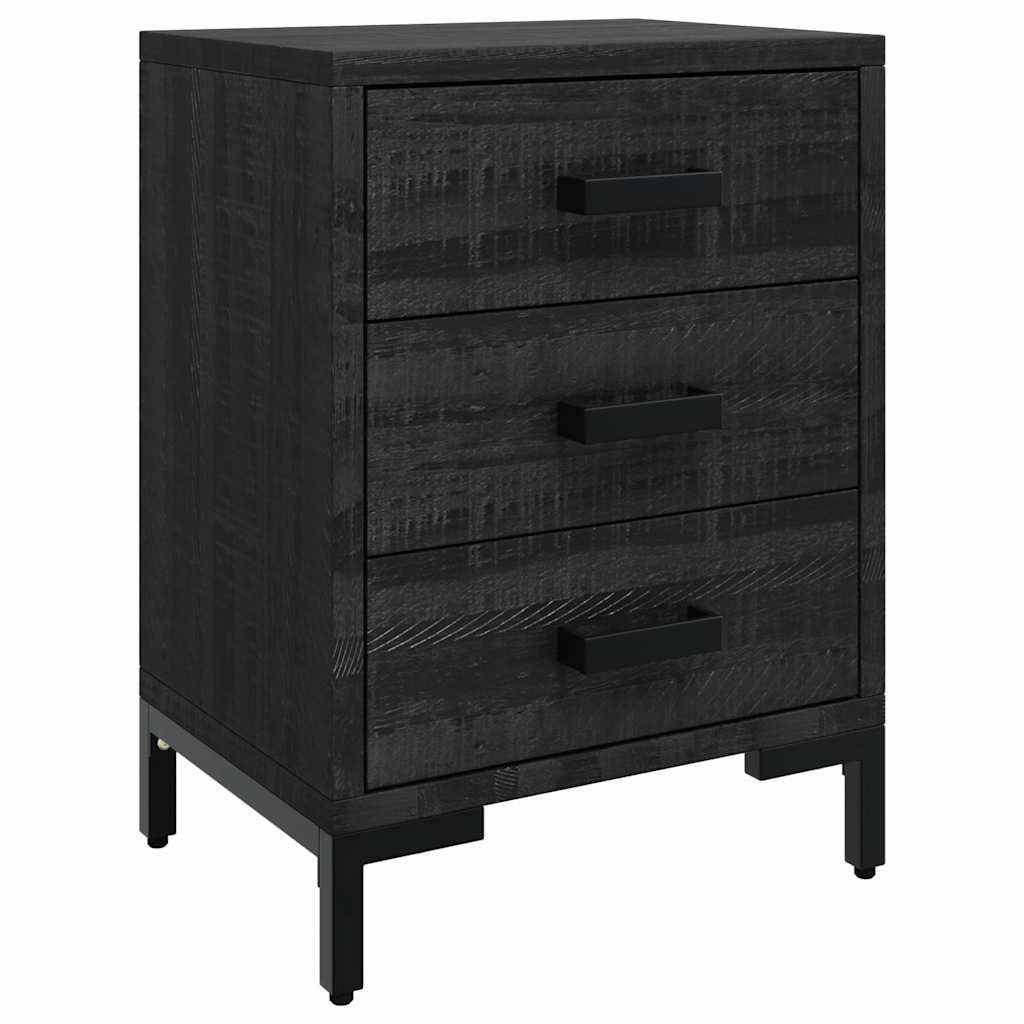 Bedside Cabinets 2 pcs Black 40x30x55 cm Solid Wood Pine