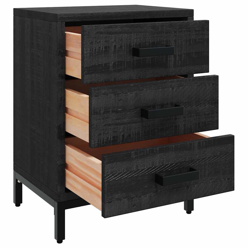 Bedside Cabinets 2 pcs Black 40x30x55 cm Solid Wood Pine