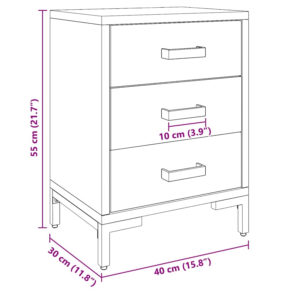 Bedside Cabinets 2 pcs Black 40x30x55 cm Solid Wood Pine